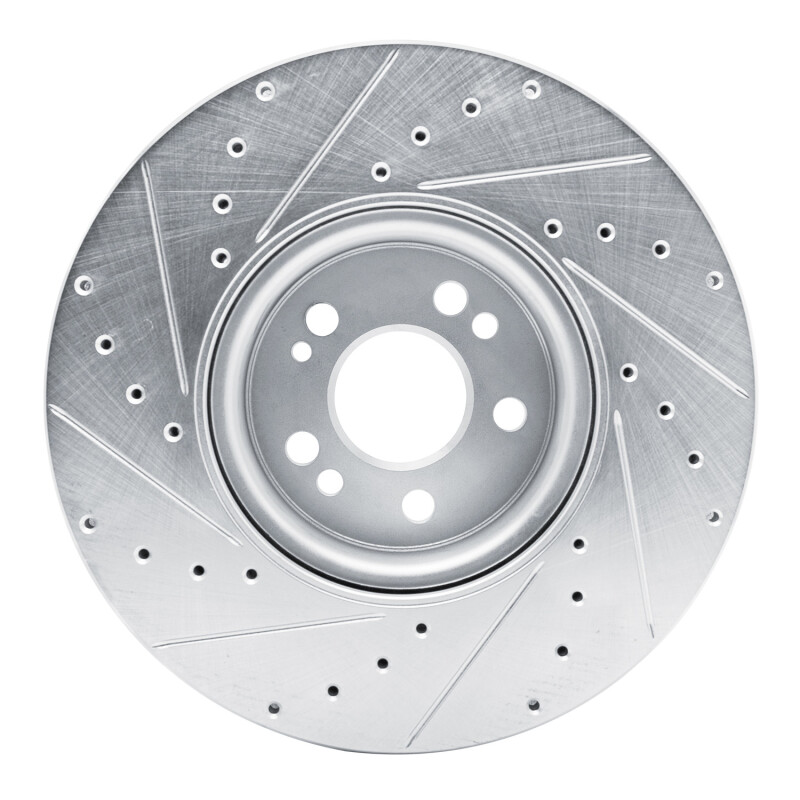 Mercedes-Benz GLE350 Brake Rotor (1) - Front Right - R1 Concepts - Drilled & Slotted - Silver - `20-`23
